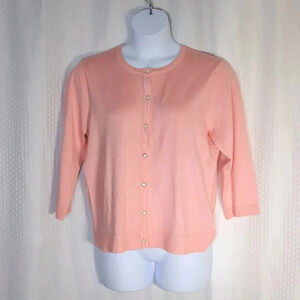 Spense Size XXL pink pearl button 3/4 sleeve cardigan